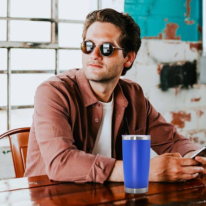 20oz Tumbler Stainless Steel Tumbler Cup with Lid Vacuum Insulated Double Wall Travel Mug, Durable Powder Coated Travel Coffee Tumbler Mug for Hot & Cold Drinks, Dark Blue,1 Pack - Image 2