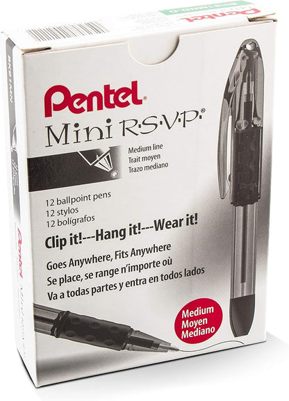 Pentel RSVP Mini Ballpoint Pen, Medium Line, 12 pack by PentelofAmerica