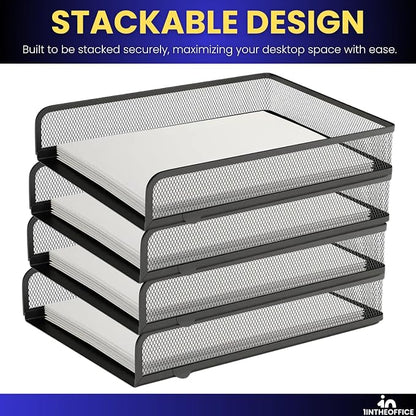 1InTheOffice Letter Trays for Desk Stackable, Front-Load Mesh Desk Tray - Image 6