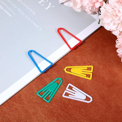 50Pcs Plastic Paper Clips Long Mixed Color Triangle Clips Bookmarks Smooth - Image 3