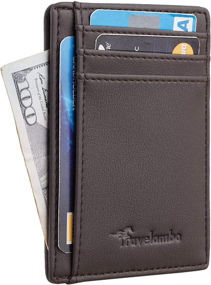 Travelambo Front Pocket Minimalist Leather Slim Wallet RFID Blocking Medium Size - Image 8