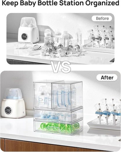 Vtopmart Clear Stackable Storage Drawers Set of 4, Plastic Organizer Bins - Image 4