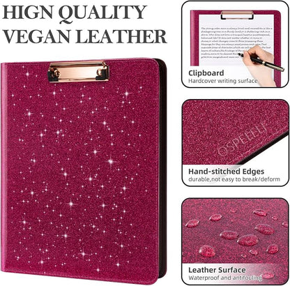 Ospelelf Zipper Clipboard with Storage, Leather Padfolio Portfolio Folder - Image 5