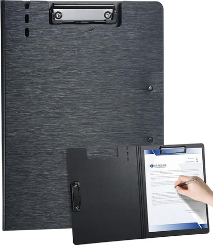 Clipboard Folder, with Dual Metal Clips, Embossed-Texture, Folding 360° Rotating by WORPSON