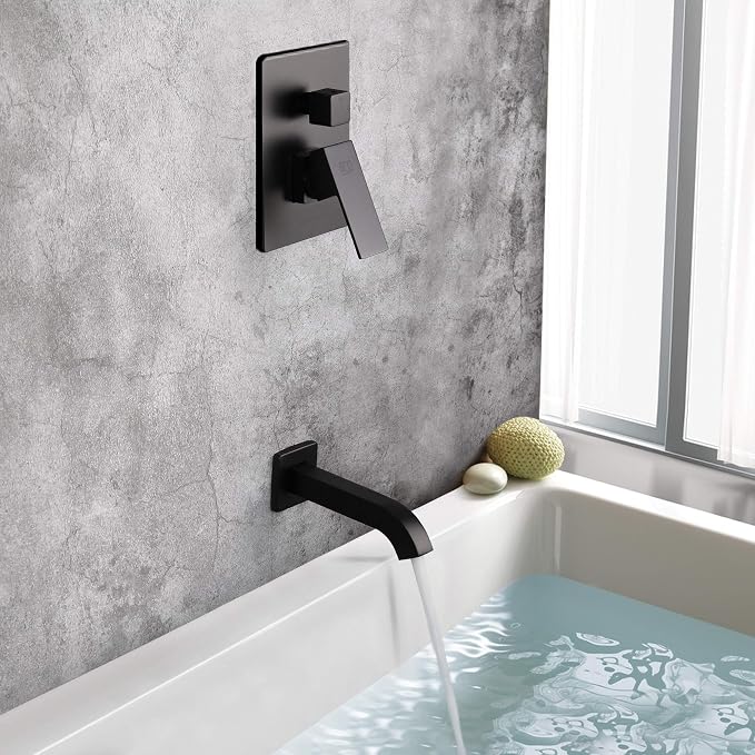 POP SANITARYWARE Matte Black Shower Faucet Set with Tub Spout Bathroom Rainfall 8 Inch Shower Head System with Handheld Single Handle Shower Trim Kit with Valve - Image 5