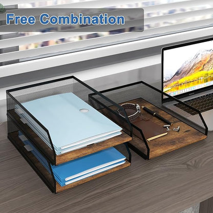Natwind 3-Tier Stackable Metal Mesh Paper Organizer - Image 4
