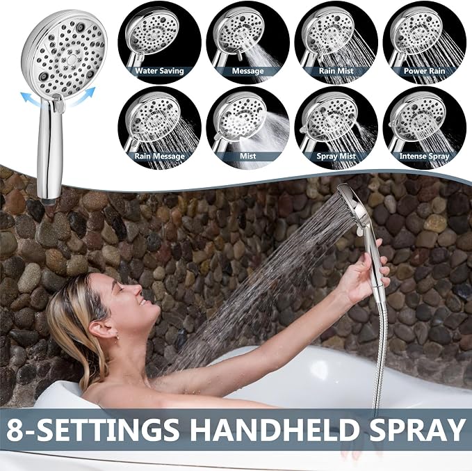 Aolemi 3 Handles Tub Shower Faucet Set with Valve Bathtub Combo Set Shower System Complete Trim Kit Wall Mounted Polish Chrome - Image 3