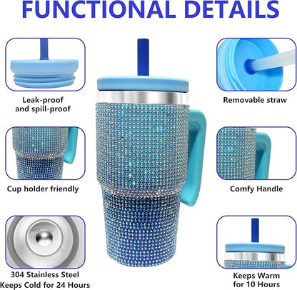 20-OZ Insulated Water Bottle,Insulated Stainless Steel Tumbler,Reusable Cold Drink Thermos,BPA-Free, Double-Wall Stainless Steel Water Bottle (Royal Blue - Diamond, 20, Fluid Ounces) - Image 3