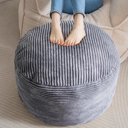 HIGOGOGO Round Stuffed Pouf Ottoman, Corduroy Poufs by HIGOGOGO