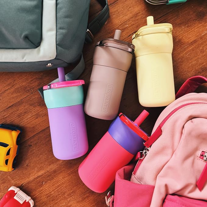BrüMate Leap 12oz 100% Leakproof Kids Tumbler with Handle and Silicone Soft Straw | Drop Resistant Silicone Sleeve | For Kids 4+ | Insulated Stainless Steel | Cup Holder Friendly | 12oz (Rose Taupe) - Image 6
