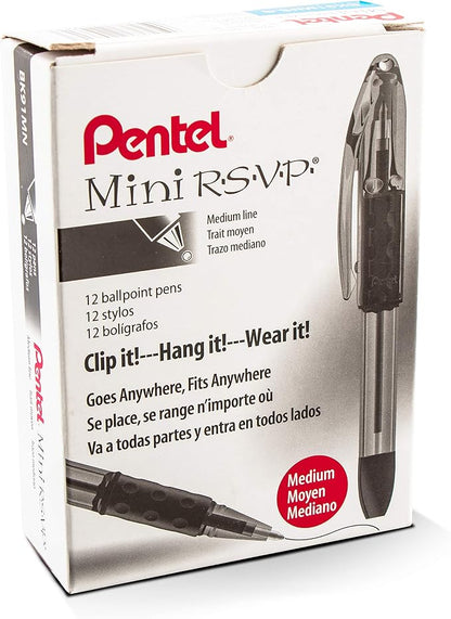 Pentel RSVP Mini Ballpoint Pen, Medium Line, Sky Blue Ink, 12 pack by PentelofAmerica