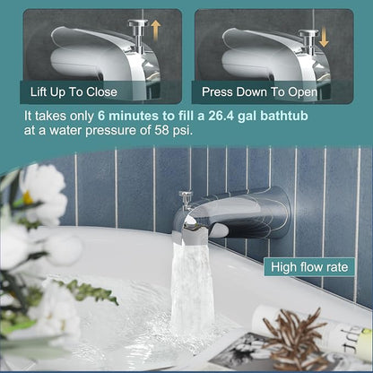 Tub Shower Faucet, Polished Chrome Shower Faucet Set with 8-Inch All-Metal Rainfall Showerhead and Bathtub Spout, Single-Handle Tub Shower-Trim Kit Included Valve, Polished Chrome - Image 5