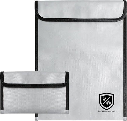 2 Pack Upgraded Fireproof Document Bag, 14.6" x 11" Two Pockets Fireproof Bag by LeadCon