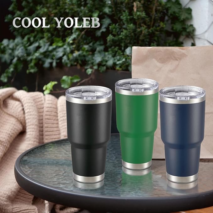 30 oz Tumbler with Lid Stainless Steel Tumblers Bulk Vacuum Insulated Cup Reusable Powder Coated Travel Mug Double Wall Leak Proof Cups Keep Cold Drinks for 12 Hours Dark Green, Set of 4 - Image 6