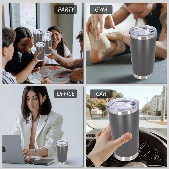 AIANJI 20oz Tumbler Bulk Stainless Steel Tumblers with Lid Vacuum Insulated Double Wall Travel Coffee Mug Powder Coated Tumbler Cup for Hot and Cold Drinks(Grey, 1 pack) - Image 9