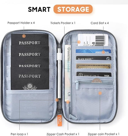 Family Passport Holder Organizer, RFID Blocking Travel Document Case, - Image 4