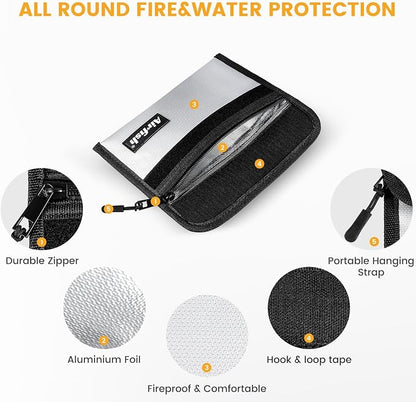 Fireproof Wallet, 5 x 8 inches, Waterproof Cash Bag - Image 4