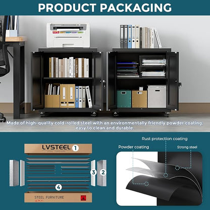 Large Printer Stand with Storage and Lock, 3D Heavy-Duty Printer Cabinet - Image 7