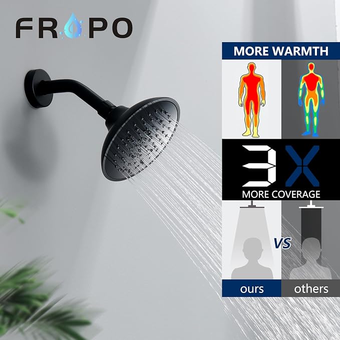 Black Tub Shower Faucet Set with (Valve Included) - 6 Inch Shower Head and Handle Set Matte Black, Tub and Shower Trim Kit with High-Pressure Rain Shower Head and Tub Spout - Image 4