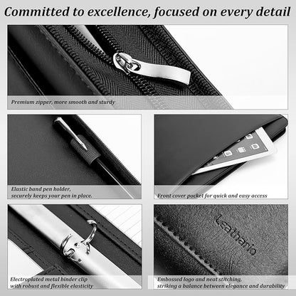 Leathario Portfolio Binder, Includes 10 Sheet Protectors and 3 Notepads - Image 5