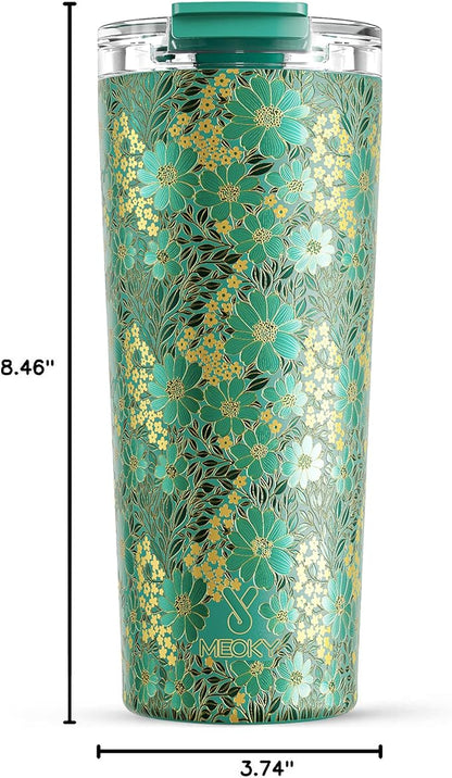 Meoky 24 oz Travel Coffee Mug with Leak-proof Lid, Stainless Steel Insulated Coffee Tumbler, Keeps Hot for 8 Hours or Cold for 24 Hours, Fits in Car Cup Holder (Emerald Bloom) - Image 3