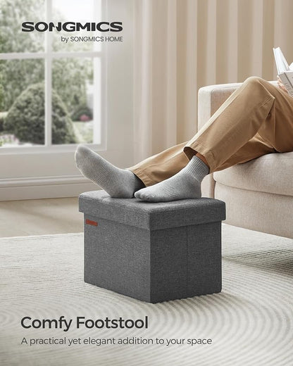 SONGMICS Small Folding Storage Ottoman, Foot Rest Stool, Cube Footrest - Image 4