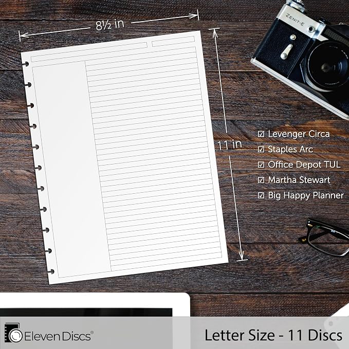 Eleven Discs Discbound Paper, Letter Size Margin Ruled Sheets - Image 4