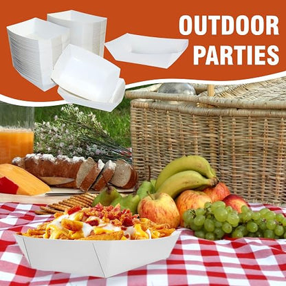 2lb White Paper Food Trays - Image 4