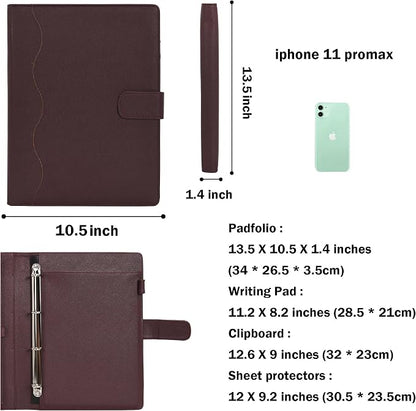 Wonderpool A4 PU Leather 3 & 4 Ring Holder Writing Portfolio Multi Document Case - Image 5