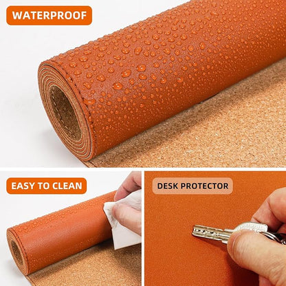 AFIING Desk Mat 47.2" x 17", Leather Desk Pad Protector - Image 3