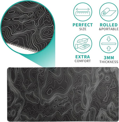 Topographic Contour Extended Big Mouse Pad Large, Gaming Mouse Pad Desk Pad - Image 4