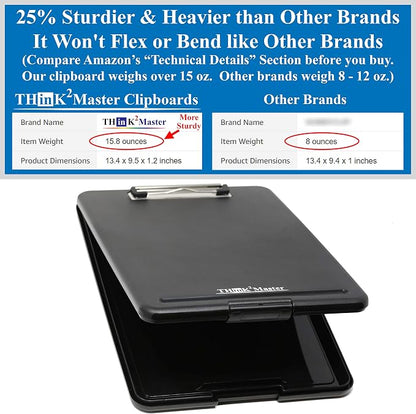 Think2Master Black Plastic Storage Clipboard. | 25% Heavier & Sturdier| Heavy - Image 2