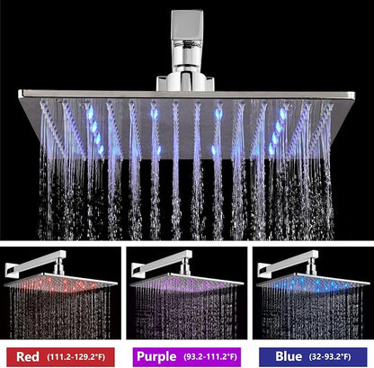 Aolemi Shower Faucet Set with Handheld Spray High Pressure Shower System Shower Faucets Sets Complete Rough-in Valve and Shower Trim Kit Wall Mount Rainfall 12 Inch LED Shower Head Polish Chrome - Image 2