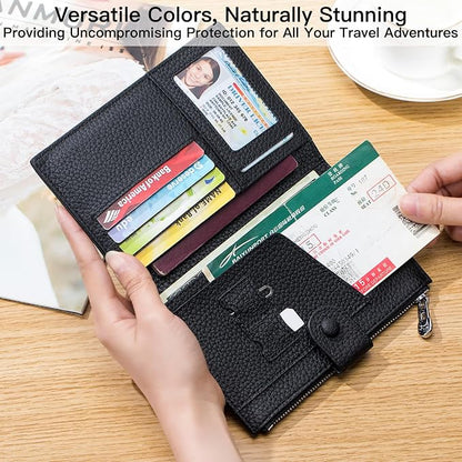 Genuine Leather RFID Blocking Passport Holder Wallet - Image 5