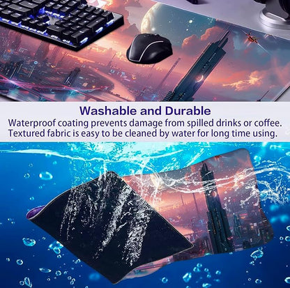 Digital Night Scene Office Art Desk Mat, Female Learning Computer Mouse Mat | - Image 6