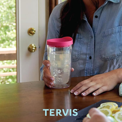 Tervis Clear & Colorful Lidded Made in USA Double Walled Insulated Tumbler Travel Cup Keeps Drinks Cold & Hot, 16oz, Citrus Sunrise Lid - Image 7