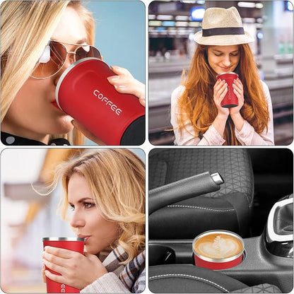CS COSDDI 12 oz Stainless Steel Vacuum Insulated Tumbler - Coffee Travel Mug Spill Proof with Lid - coffee Cup for Keep Hot/Ice Coffee,Tea and Beer （Red） - Image 6