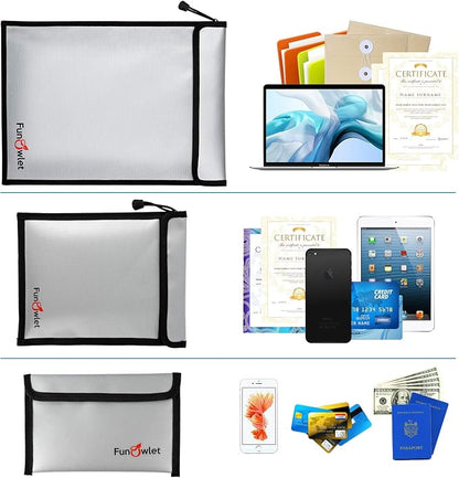 Fireproof Waterproof Money Document Bag, Zipper Storage Organizer, - Image 5