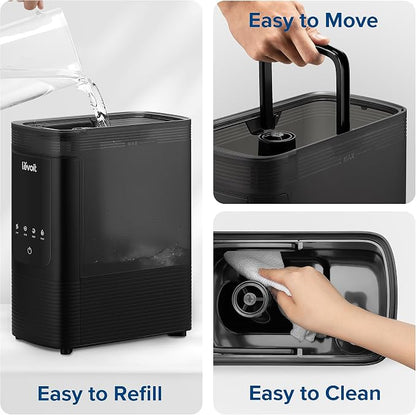 LEVOIT 6L Smart Warm and Cool Mist Humidifiers for Home Bedroom, 60H Runtime and Auto Customized Humidity for Large room, Schedule, Easy Top Fill, Essential Oil Diffuser, Whisper-Quiet, Handle, Black - Image 7