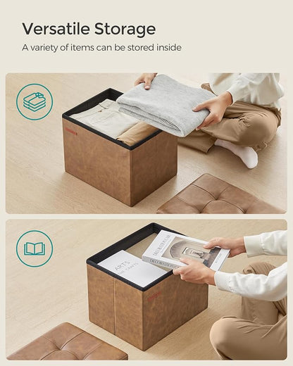 SONGMICS Small Folding Storage Ottoman, Foot Rest Stool, Cube Footrest - Image 5