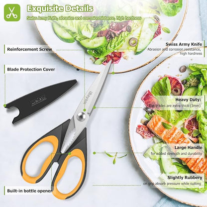 Kitchen Scissors, iBayam 2-Pack Kitchen Shears, 9 Inch Heavy Duty Dishwasher - Image 2