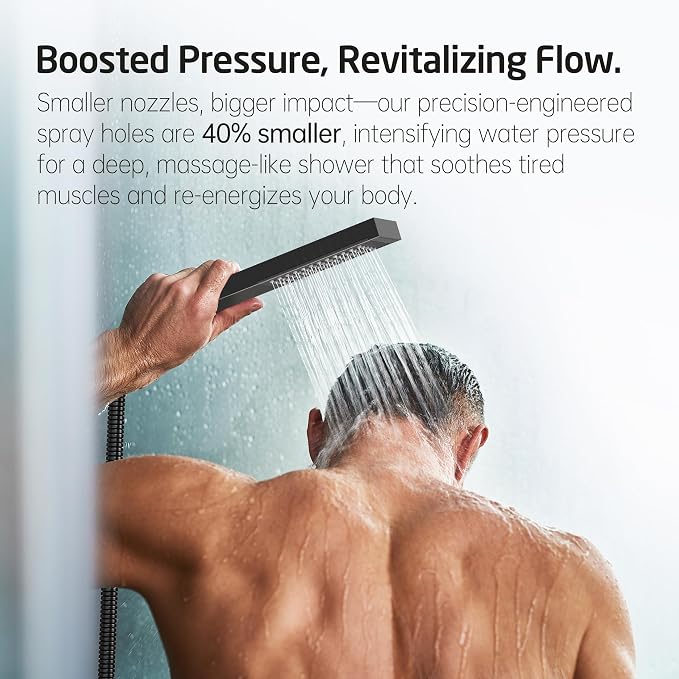 KES Shower System with Tub Spout, Matte Black Shower Faucet Set Complete 10 Inch Rain Shower Head with Handheld Spray and Waterfall Bathtub, cUPC Pressure Balance Shower Valve Trim Kit, XB6305F18-BK - Image 3