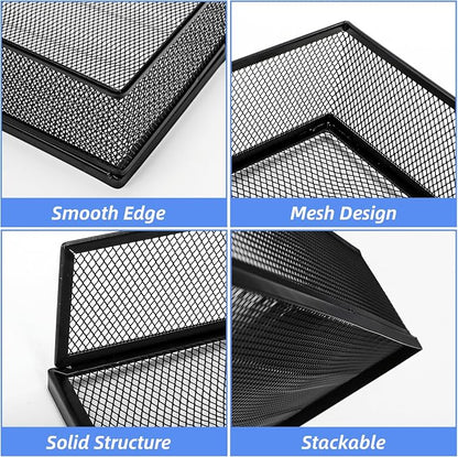 YOUEON 2 Pack Wire Mesh Letter Trays 12.8"x10"x2.9", Stackable Paper Tray - Image 3