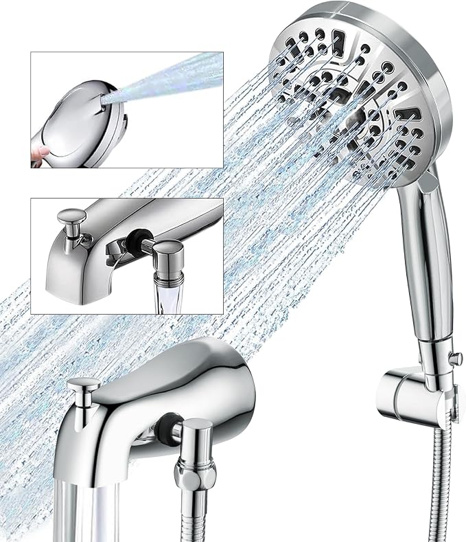 Tub Spout with Diverter, Chrome High Pressure 10 Mode Handheld Shower Sprayer, Bathtub Faucet with Sprayer - Image 9