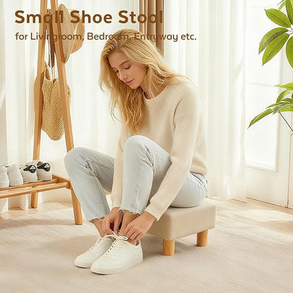Small Foot Stool Ottoman, Linen Footstool Ottoman Foot Rest - Image 8