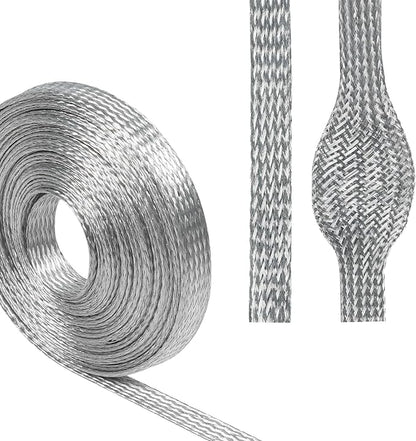 Tinned Copper Braid Wire Shielding Ground Strap Metal Cable Sleeve Expandable by BuyUneed