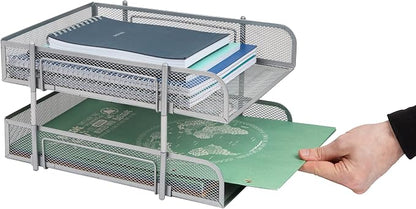 Mind Reader Stackable Paper Tray, Desktop Organizer, File Storage, Metal Mesh - Image 5
