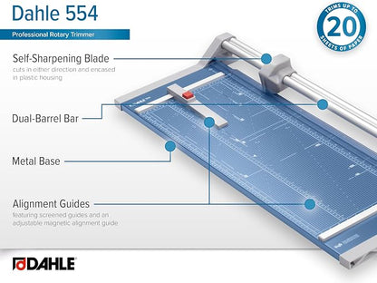 Dahle 554 Professional Rotary Trimmer, 20 Sheet Capacity, Self-Sharpening - Image 6