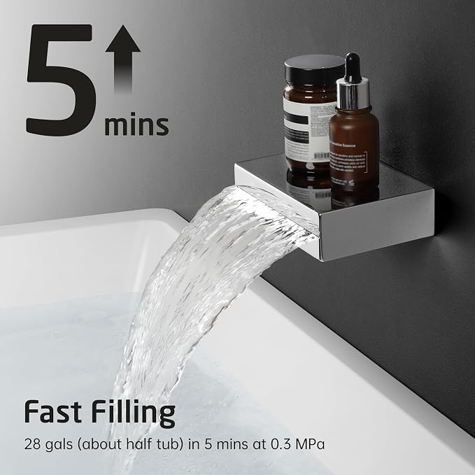 KES Chrome Shower System with Tub Spout Bath Shower Faucet Set 10 Inch Rain Shower with Handheld Spray Pressure Balance, XB6305F18-CH - Image 7