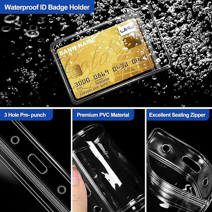 10 Pcs Clear Plastic Heavy Duty Vertical Name Badge ID Card Holders - Image 5
